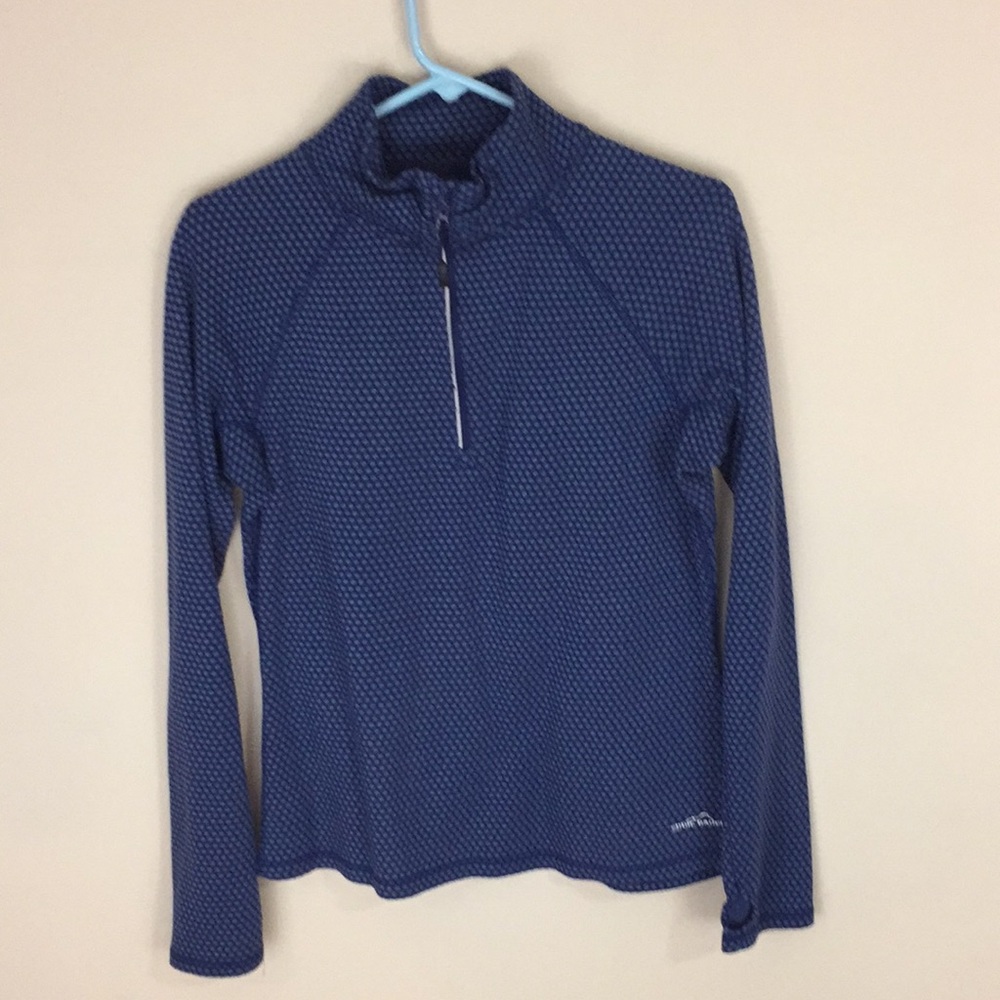 Eddie Bauer 1/4 Zip   Pullover Blue Geometric Print Top Jacket Size Large